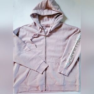 Calvin Klein Women's fleece Hoodie Full Zip Jacket Foil logo Plus size 2X pink